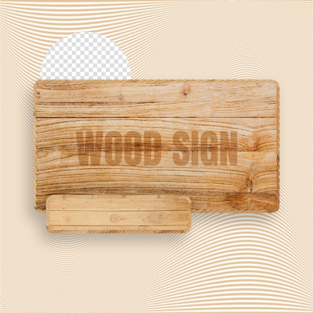 Wood Sign 3D Render