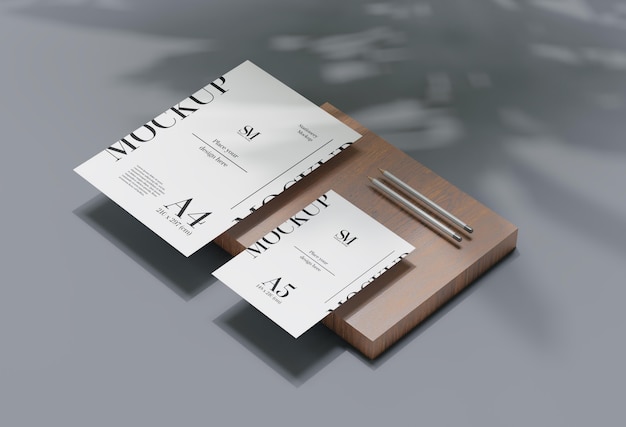 PSD wood stationary levitation mockup design