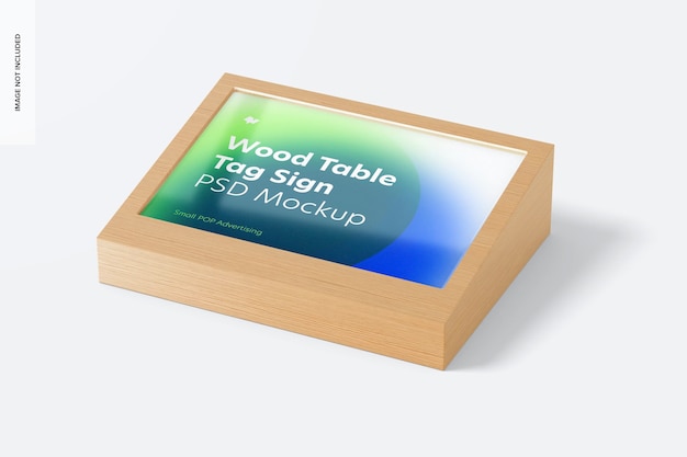 Wood Table Advertising Tag Sign Mockup