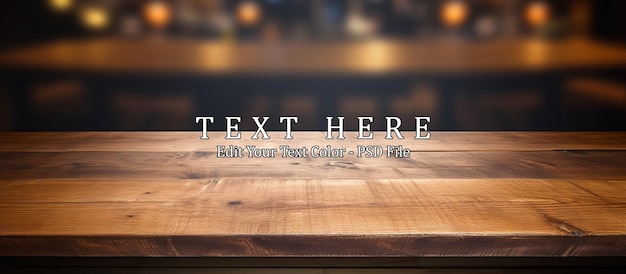 wood table on blur of cafe coffee shop bar background Generative AI