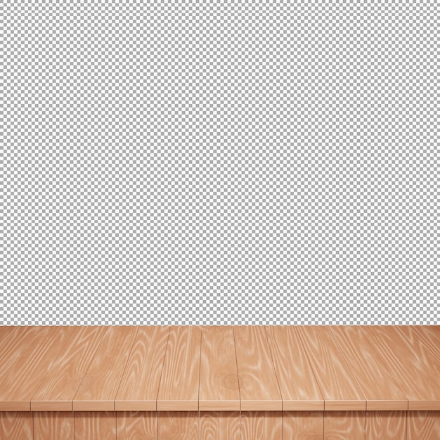 Wood table top front view 3d render isolated