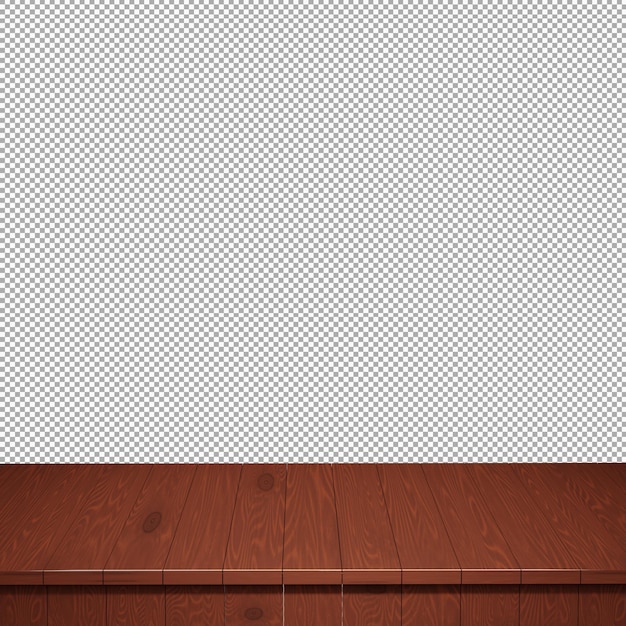 Wood table top front view 3d render isolated