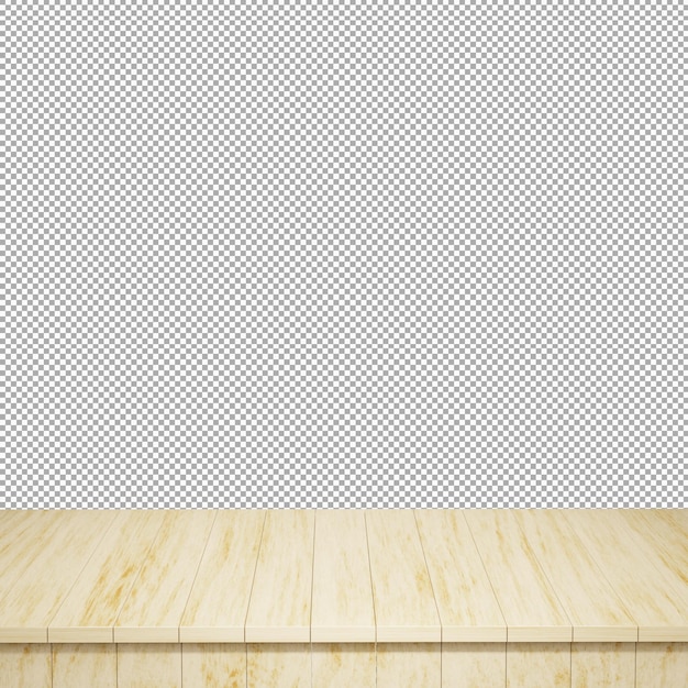 Wood table top front view 3d render isolated