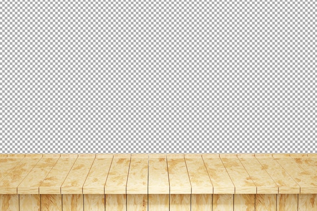 Wood table top front view 3d render isolated