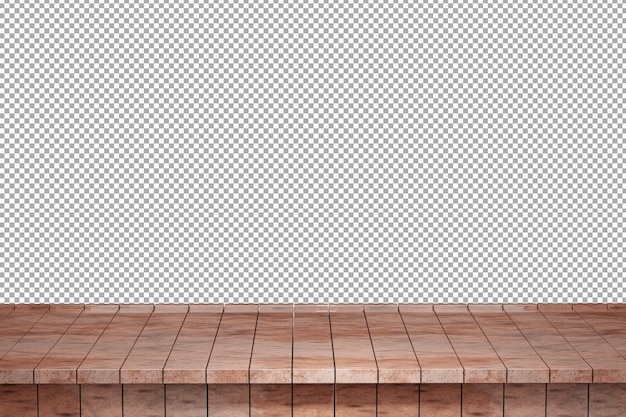 Wood table top front view 3d render isolated