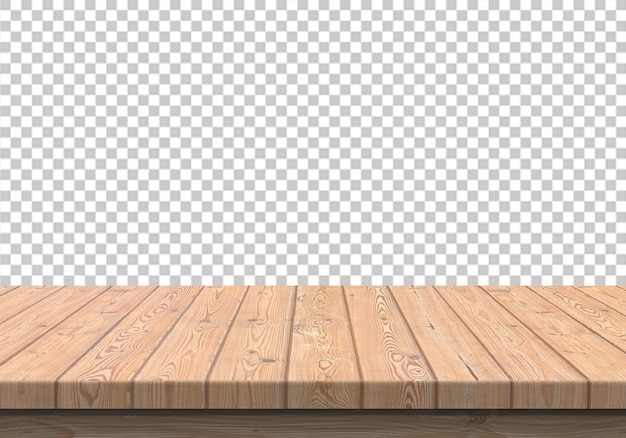 Wood table top isolated on transparent 