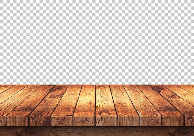 Wood table top isolated on transparent 