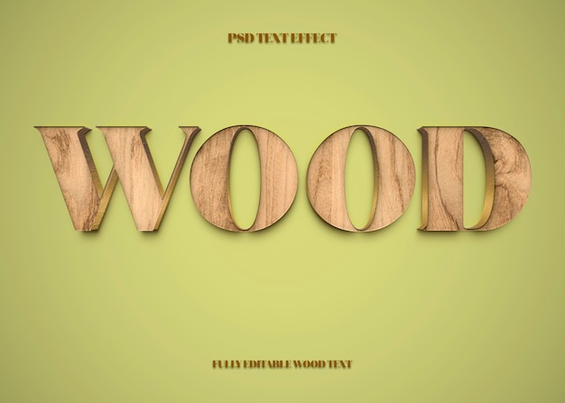 wood text effect psd editable template