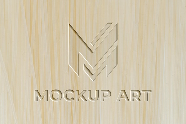 Wood wall texture logo effect premium mockup