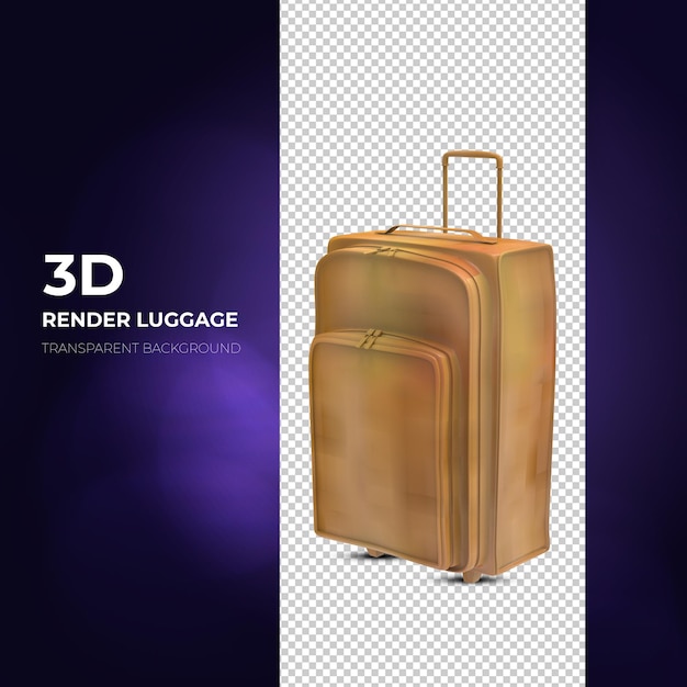 Wooden 3d render of suitcase travel bag