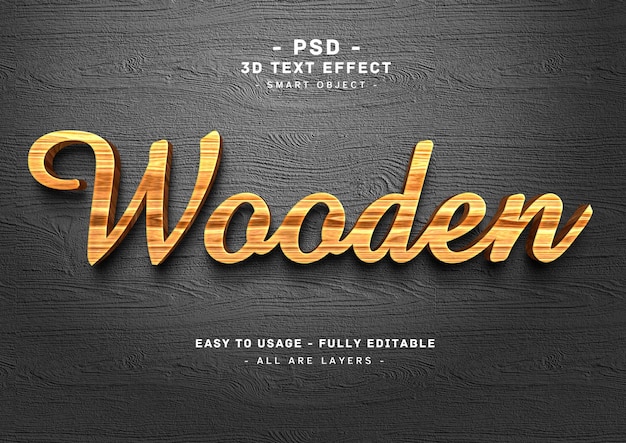 Wooden 3d text style effect