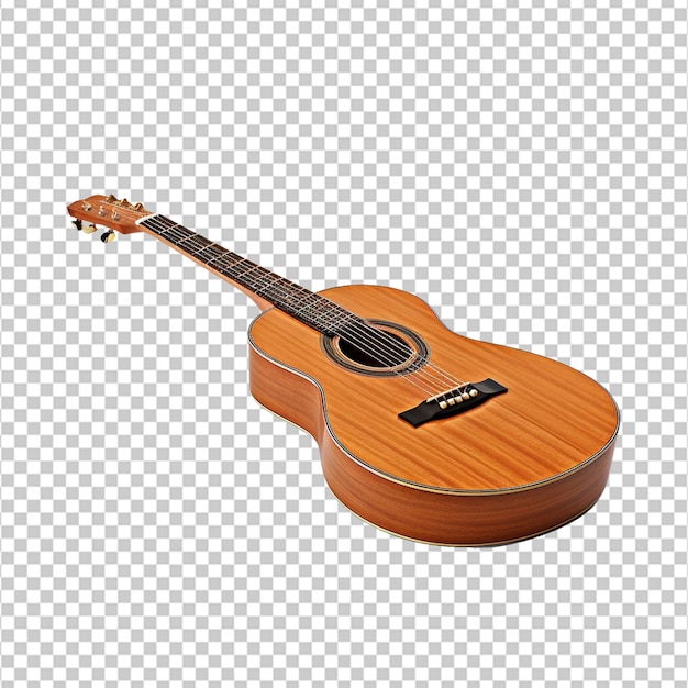 Wooden acoustic guitar isolated over white background