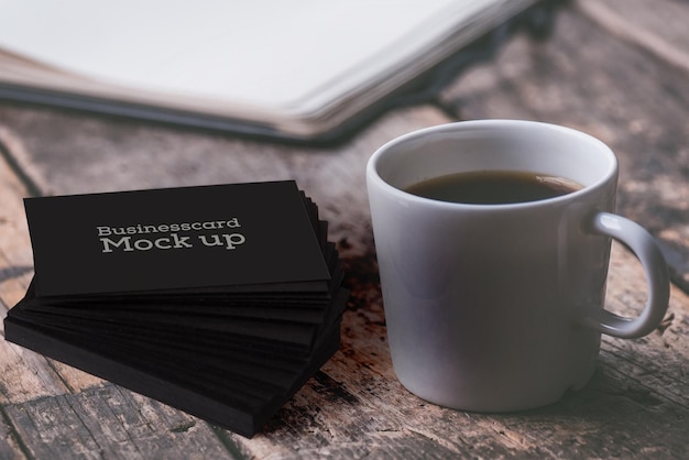 Wooden Background Business Card Mockup