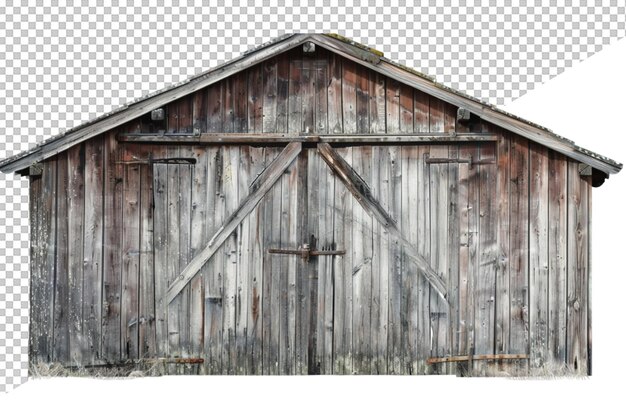 PSD a wooden barn with a wooden door and a black frame