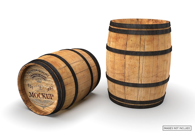 Wooden Barrel Mockup