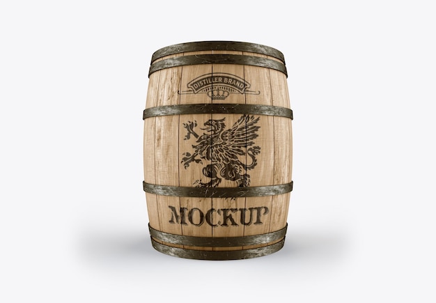 Wooden Barrel Mockup