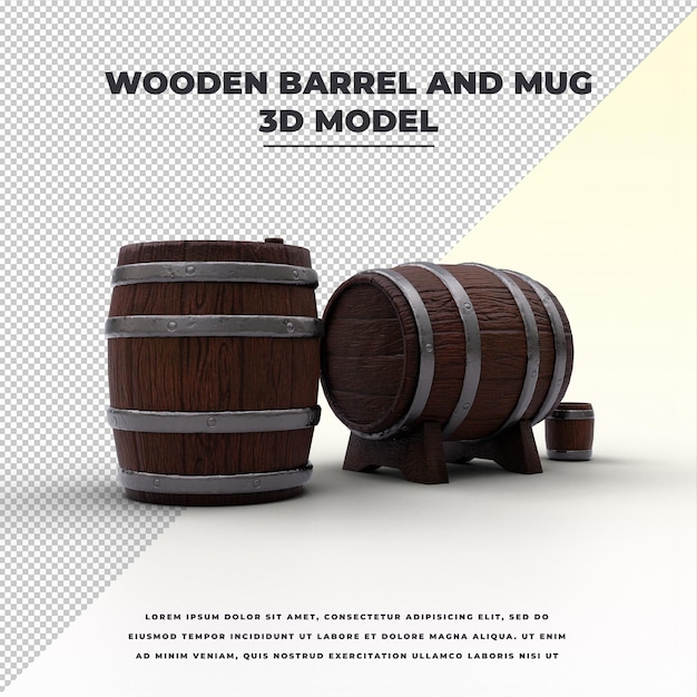 Wooden barrel and mug