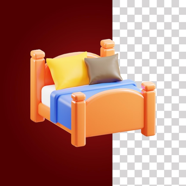 Wooden Bed 3D Icon 1