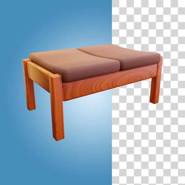 Wooden Bench 3D Icon