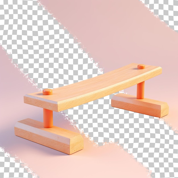 a wooden bench with a red top and a white background with a step that says " bench ".