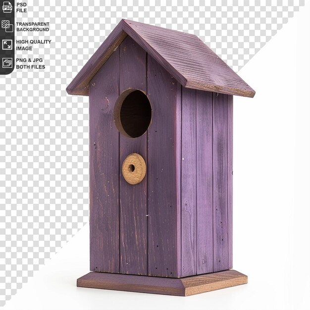 PSD a wooden birdhouse with a birdhouse on the side