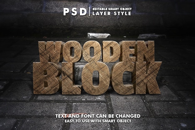 Wooden Block 3d Realistic Psd Text Effect