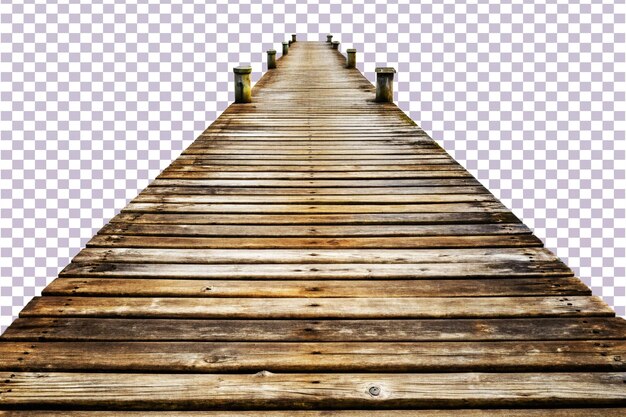 PSD wooden boardwalk with a white background and a transparent background