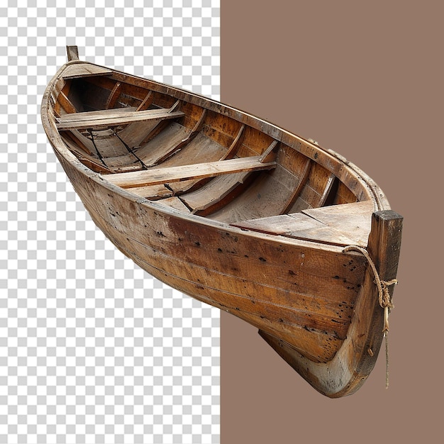 Wooden boat isolated on transparent background