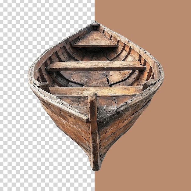 PSD wooden boat isolated on transparent background