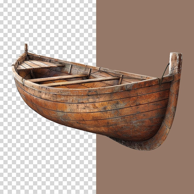 Wooden boat isolated on transparent background