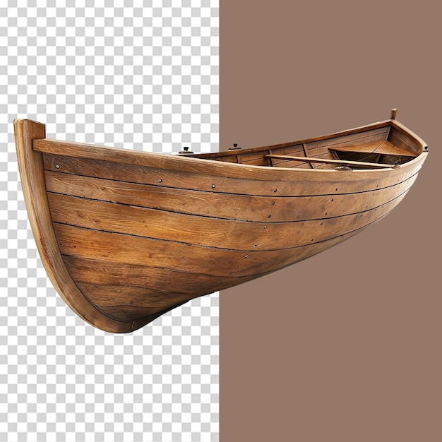 Wooden boat isolated on transparent background