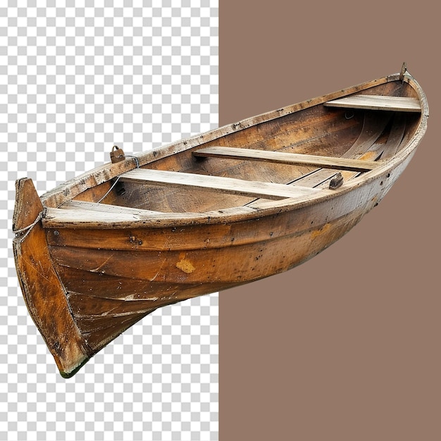 Wooden boat isolated on transparent background