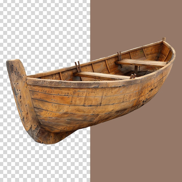 Wooden boat isolated on transparent background