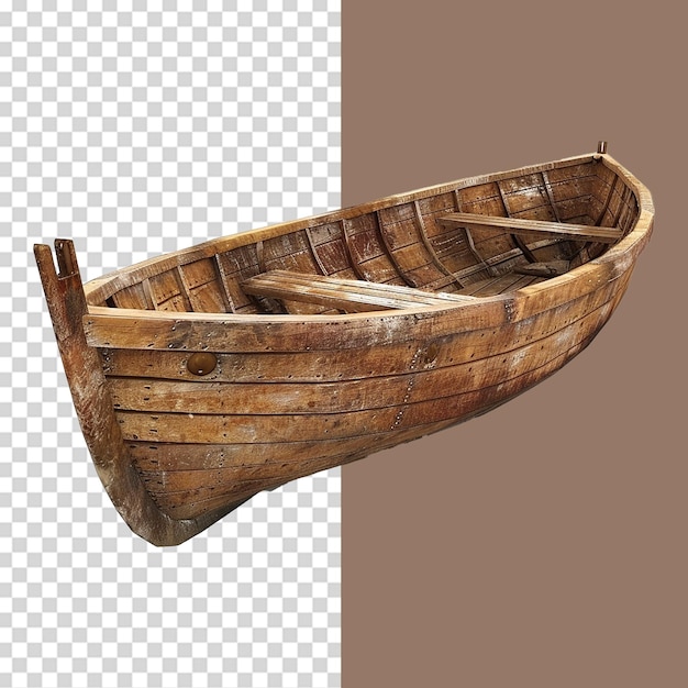 Wooden boat isolated on transparent background