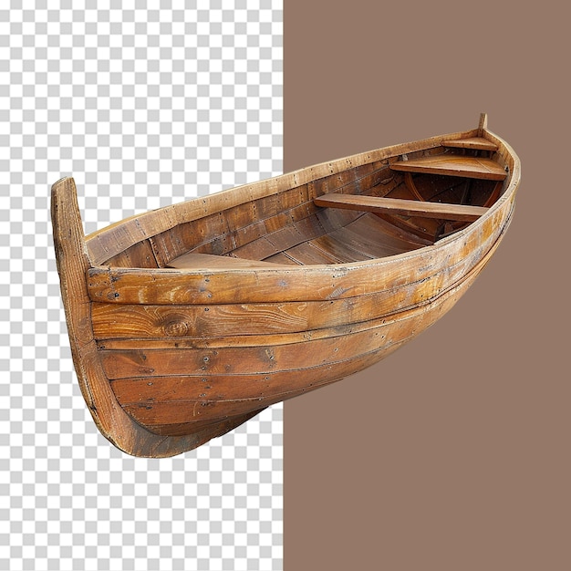 Wooden boat isolated on transparent background