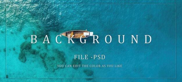 PSD wooden boat on tranquil azure waters