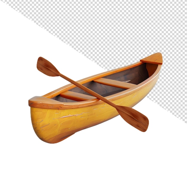 PSD a wooden boat with a wooden oar on it