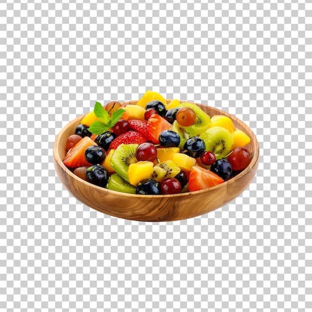 PSD a wooden bowl of fruit with a wooden bowl of fruit on a checkered background