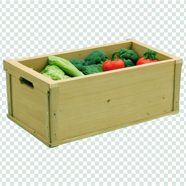 a wooden box with vegetables and a box with a box that says quot veggies quot