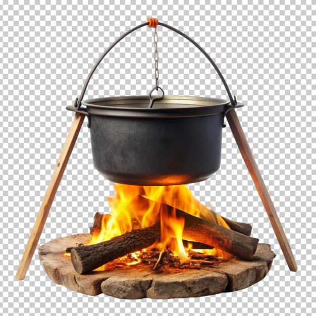 Wooden campfire flame