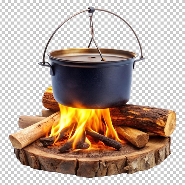 Wooden campfire flame