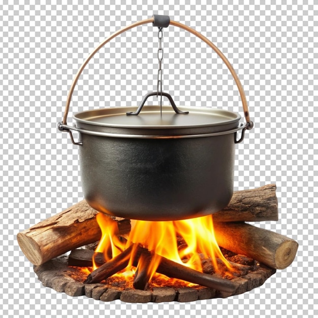 Wooden campfire flame