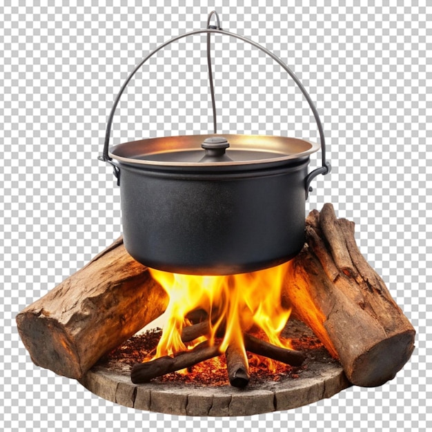 Wooden campfire flame