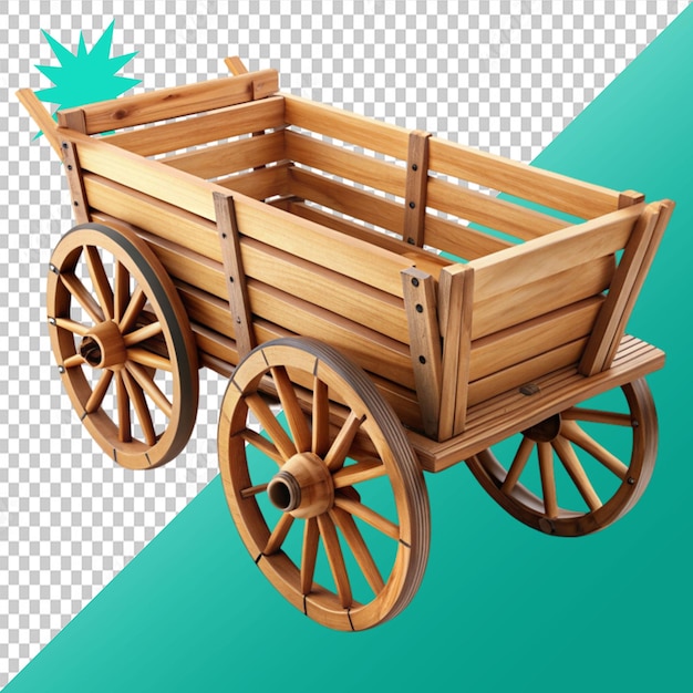 PSD wooden cart on transparent background