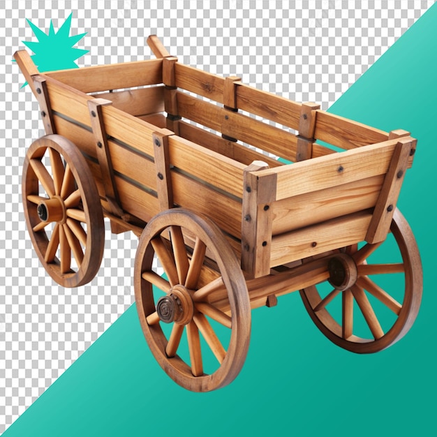 PSD wooden cart on transparent background