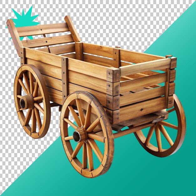 PSD wooden cart on transparent background