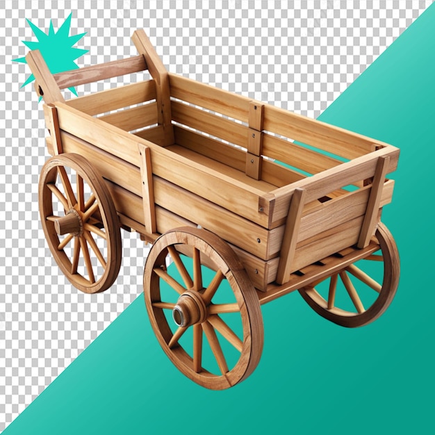 PSD wooden cart on transparent background