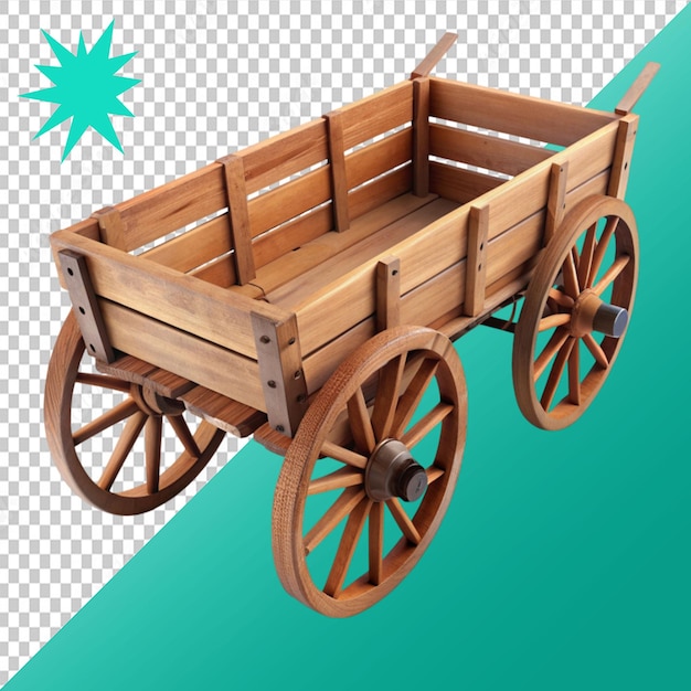 PSD wooden cart on transparent background