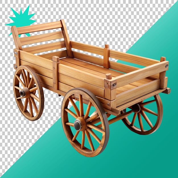 PSD wooden cart on transparent background