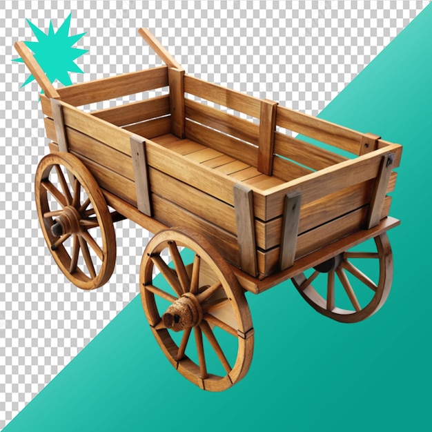 PSD wooden cart on transparent background